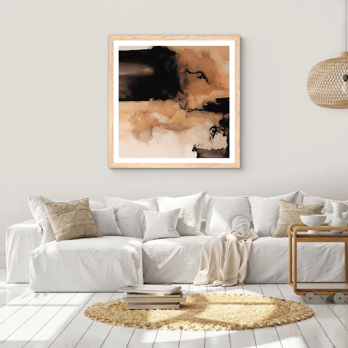 Affiche dans un chêne clair - Poster - Une abstraction intrigante - 50x50 cm