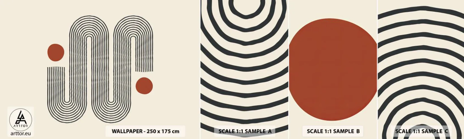 Échantillon de Papier Peint Autocollant Deluxe Sticker - Du début à la fin - Abstraction, Graphique, Minimalisme - 100x30 cm