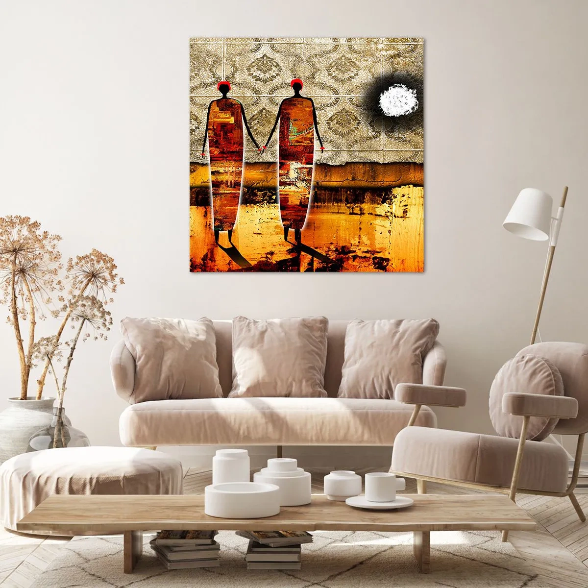 Impression sur toile - Image sur toile - Composition ethnique aux couleurs de l'Afrique - 60x60 cm
