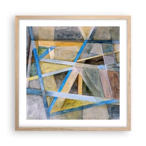 Affiche dans un chêne clair - Poster - Tout droit ou en diagonale ? - 50x50 cm