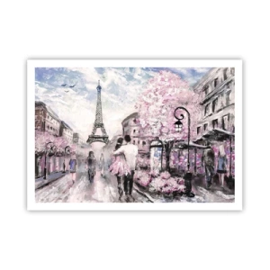 Affiche - Poster - Une promenade romantique à Paris près de la Tour Eiffel - 100x70cm - Comment tomber amoureu, il faut juste... - Décoration murale moderne pour le salon et la chambre ARTTOR