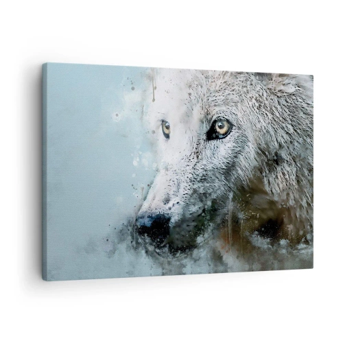 Impression sur toile - Image sur toile - Portrait à l'aquarelle d'un loup - 70x50cm - Rencontrez l'âme du loup - Décoration murale moderne pour le salon et la chambre ARTTOR
