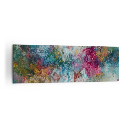 Impression sur toile - Image sur toile - Une abstraction colorée ressemblant à des fleurs en fleurs - 160x50cm - En pleine floraison - Décoration murale moderne pour le salon et la chambre ARTTOR