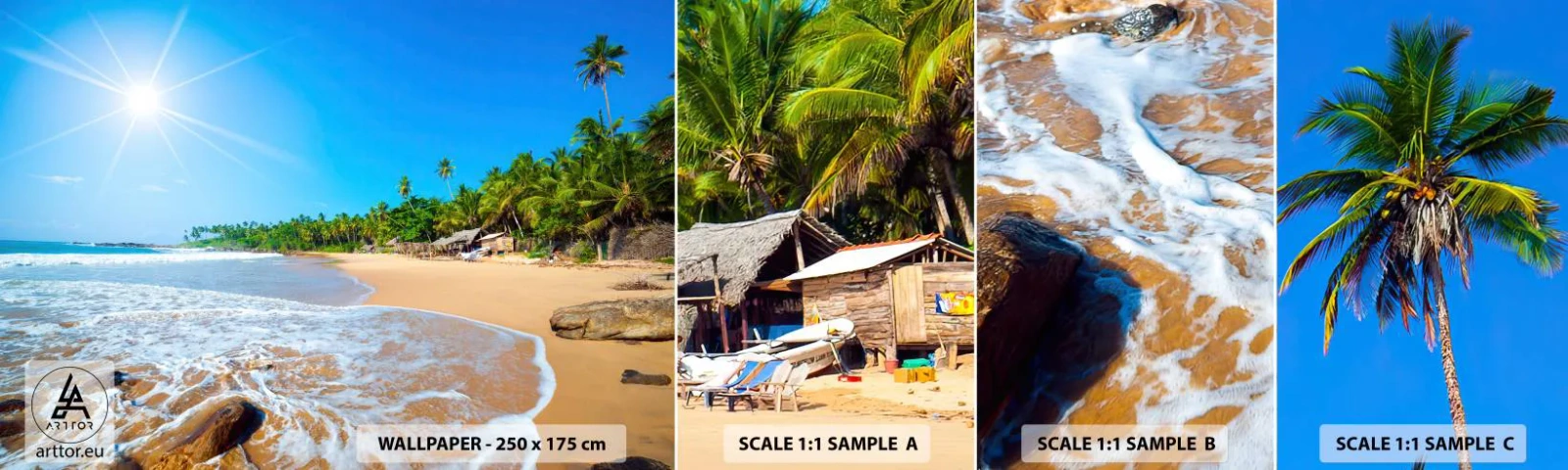 Échantillon De Papier Peint Standard Eco - Un endroit exotique pour vous - Paysage, Mer, Plage paradisiaque - 100x30 cm