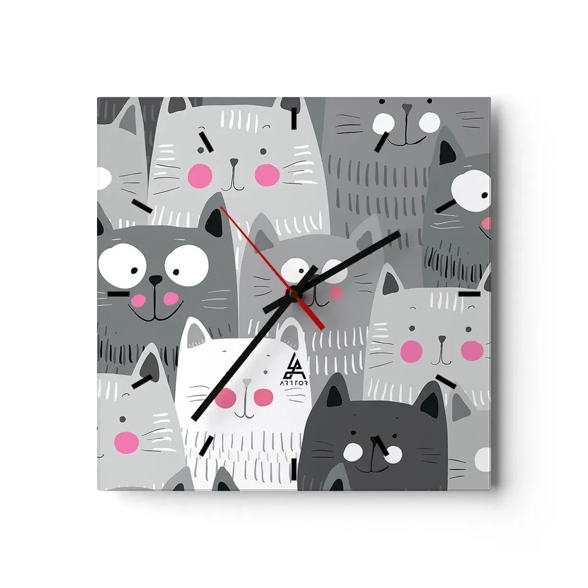 Horloge murale - Pendule murale - Le monde des chats - 40x40 cm
