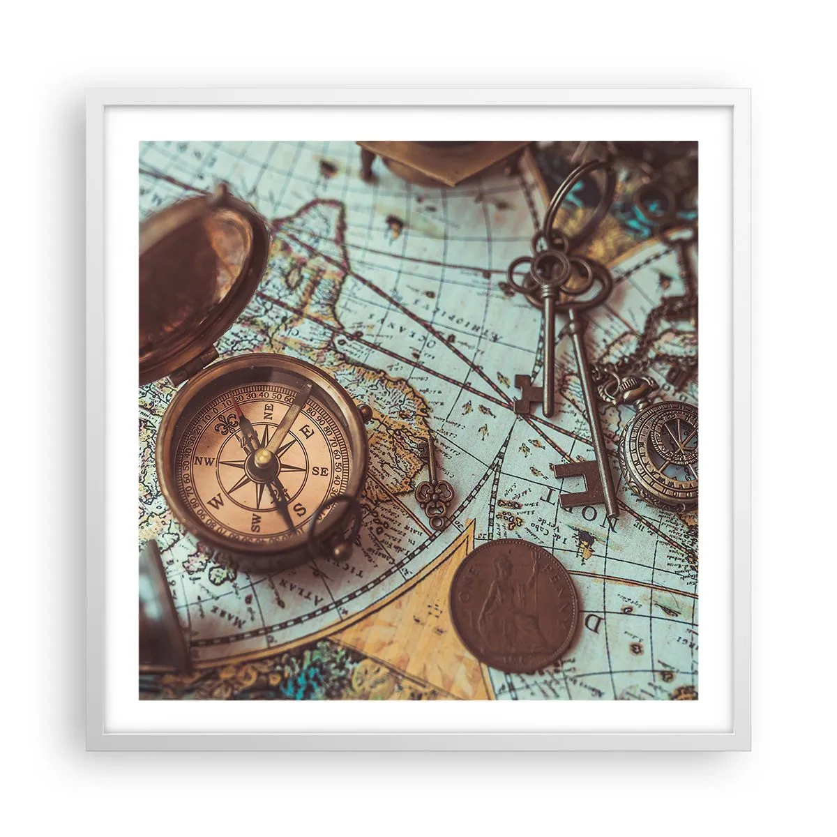 Affiche dans un cadre blanc - Poster - Pour ceux qui recherche l'aventure - 60x60 cm