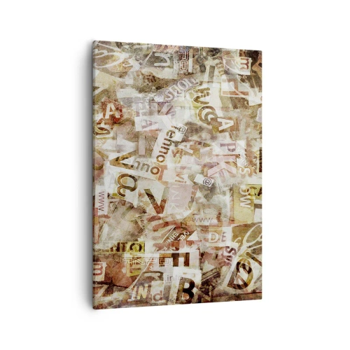 Impression sur toile - Image sur toile - Composition abstraite avec lettres et fragments de texte - 50x70cm - J'unifie le bavardage - Décoration murale moderne pour le salon et la chambre ARTTOR