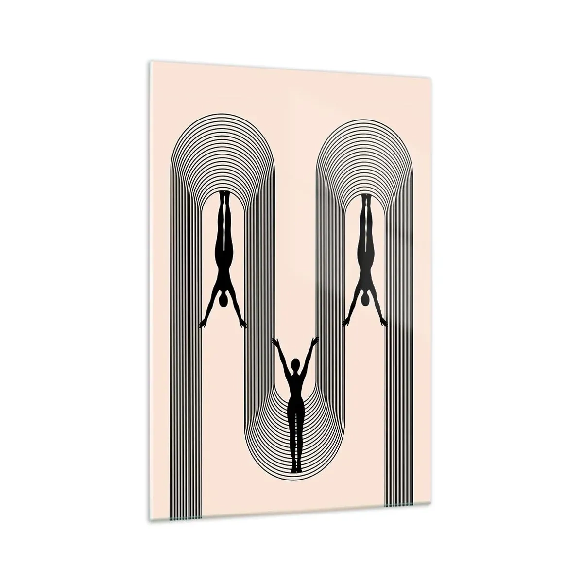 Impression sur verre - Image sur verre - Silhouettes géométriques sur fond beige - 70x100cm - Les jambes en l’air - Décoration murale moderne pour le salon et la chambre ARTTOR