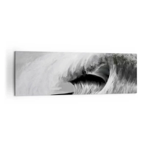 Impression sur toile - Image sur toile - Vague océanique spectaculaire en monochrome - 160x50cm - La colère de l'océan - Décoration murale moderne pour le salon et la chambre ARTTOR