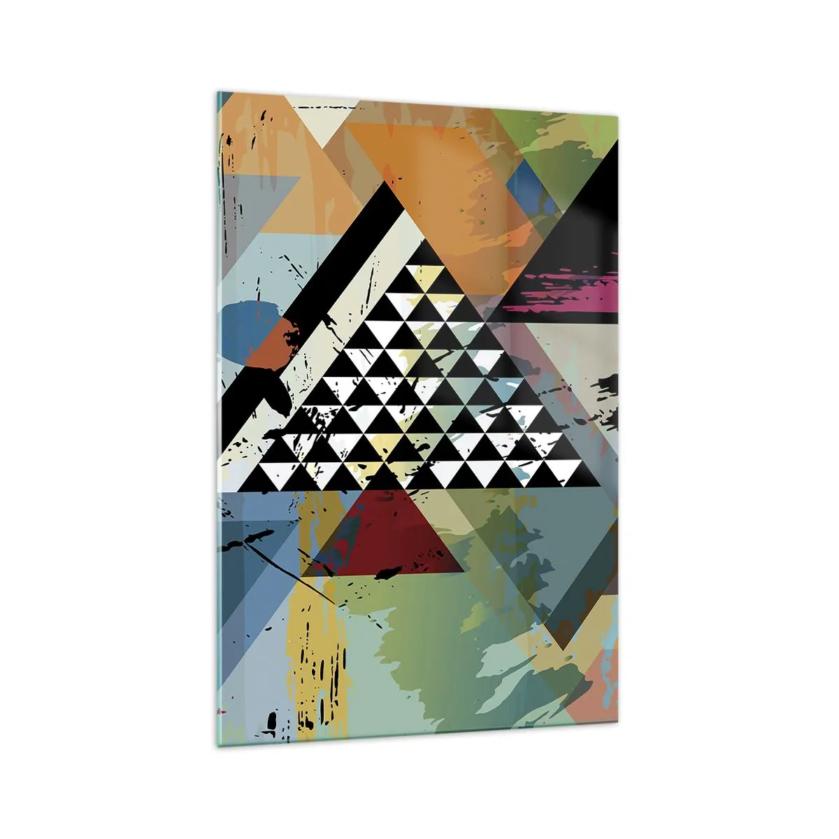 Impression sur verre - Image sur verre - Une composition abstraite de formes géométriques et de couleurs. - 70x100cm - Comme c'est facile - Décoration murale moderne pour le salon et la chambre ARTTOR