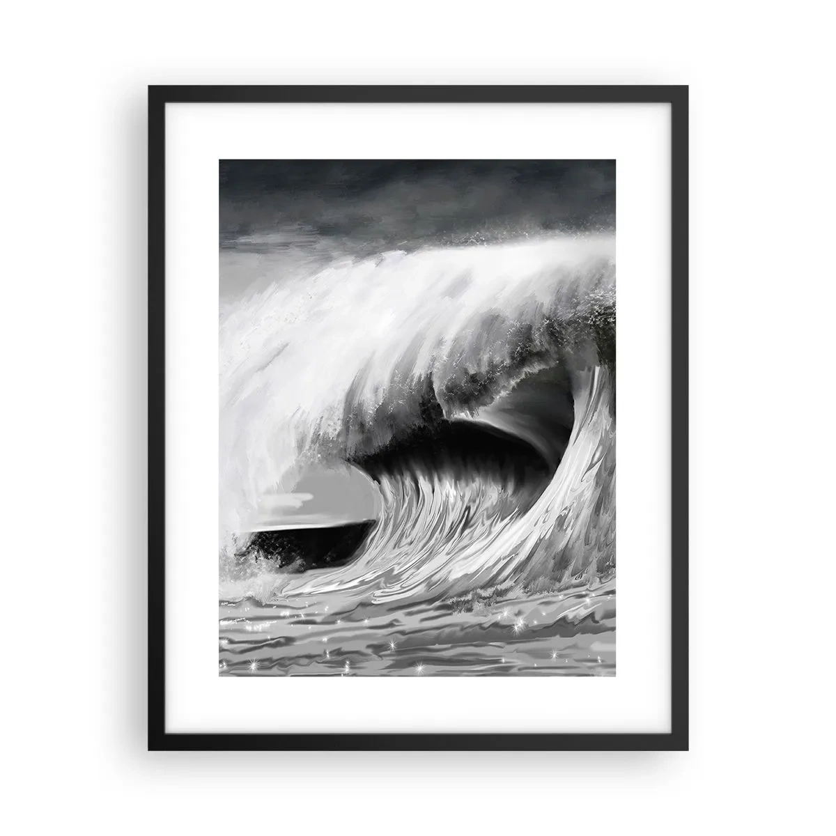 Affiche dans un cadre noir - Poster - La colère de l'océan - 40x50 cm