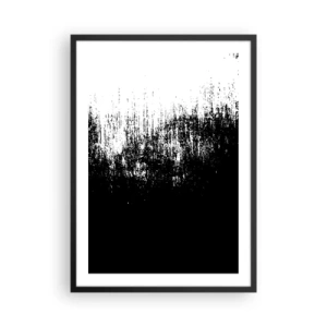 Affiche dans un cadre noir - Poster - Composition abstraite en noir et blanc - 50x70cm - Et le gagnant est ... - Décoration murale moderne pour le salon et la chambre ARTTOR