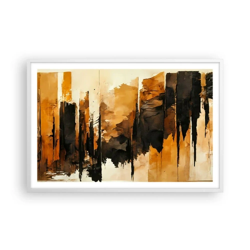 Affiche dans un cadre blanc - Poster - Harmonie de noir et d'or - 91x61 cm