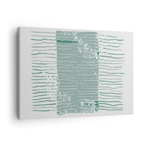Impression sur toile - Image sur toile - Motif géométrique dans les tons vert mer et blanc - 70x50cm - Abstraction de la mer - Décoration murale moderne pour le salon et la chambre ARTTOR