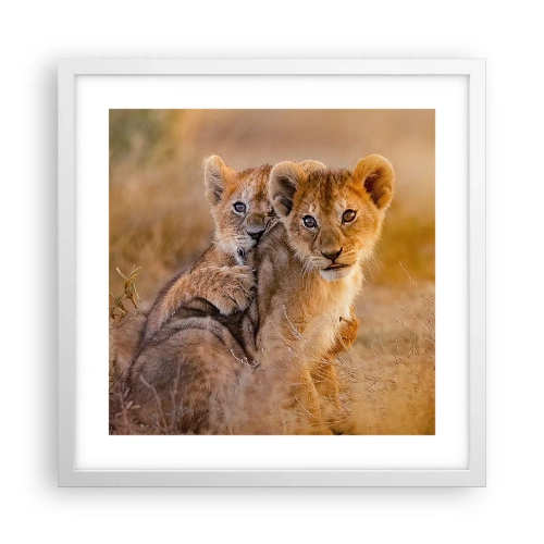 Affiche dans un cadre blanc - Poster - Ne pas déranger! On s'amuse - 40x40 cm