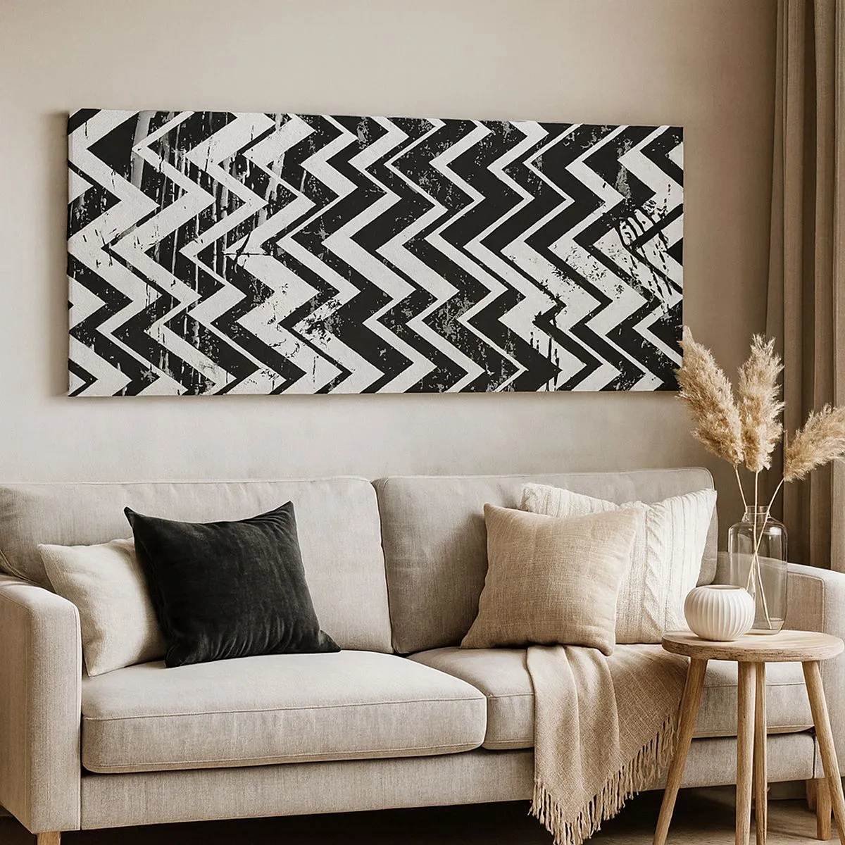 Impression sur toile - Image sur toile - Zig-blanc, zag-noir - 100x40 cm
