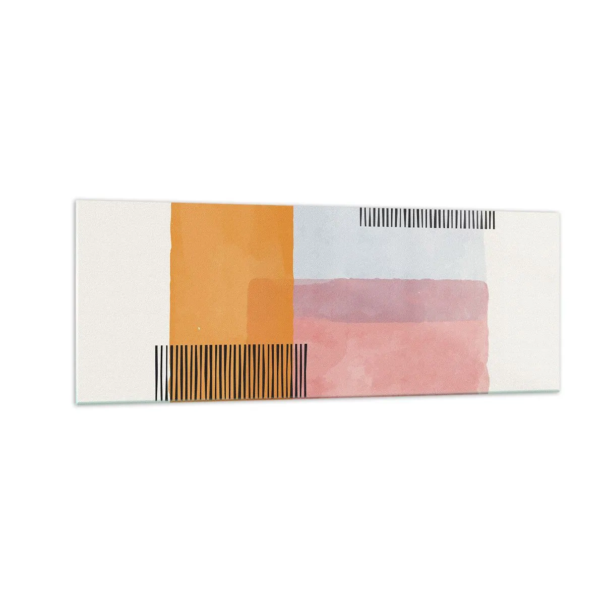 Impression sur verre - Image sur verre - Géométrie aux couleurs pastel avec des lignes sur fond clair - 140x50cm - D'un coin à l'autre - Décoration murale moderne pour le salon et la chambre ARTTOR