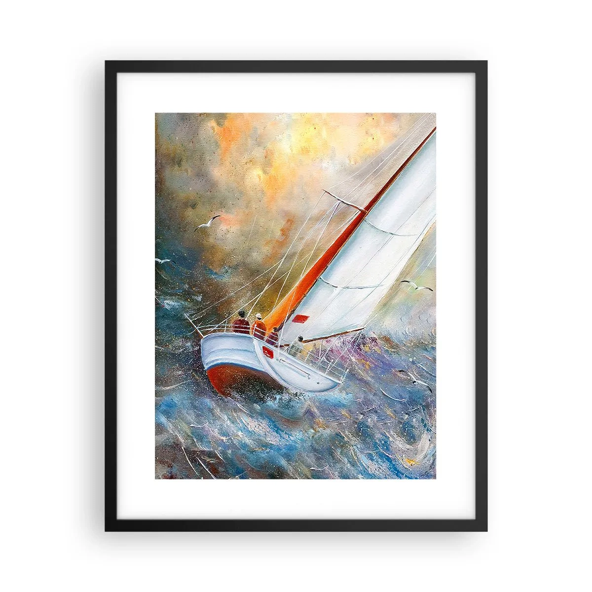 Affiche dans un cadre noir - Poster - Concourir sur les vagues - 40x50 cm