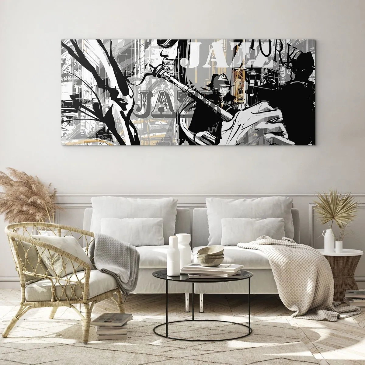 Impression sur verre - Image sur verre - Scène jazz new-yorkaise - 140x50cm - Au rythme de New York - Décoration murale moderne pour le salon et la chambre ARTTOR