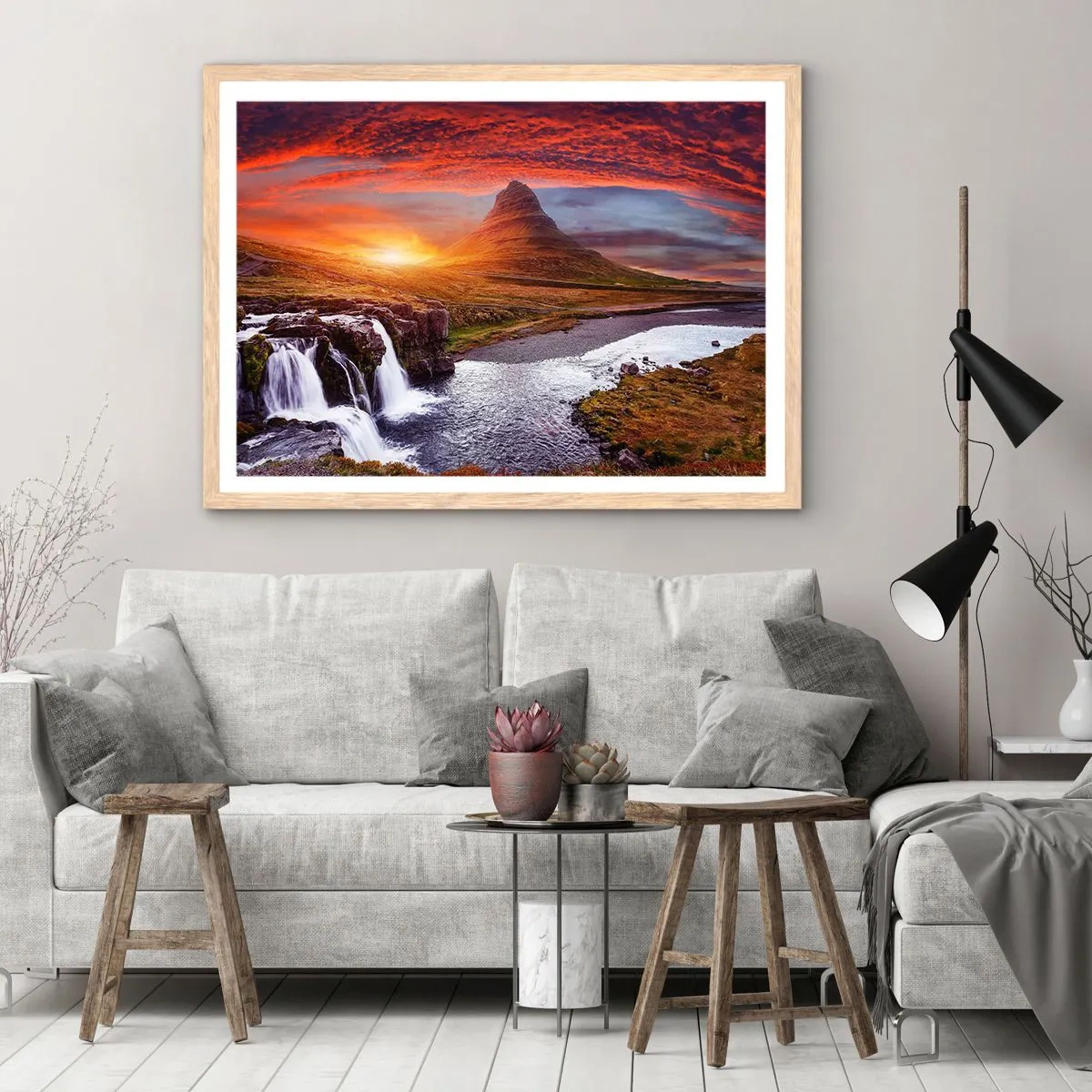 Affiche dans un chêne clair - Poster - Vue de la terre du milieu - 70x50 cm