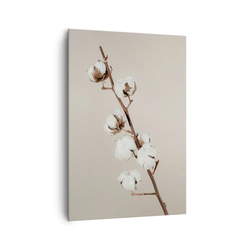 Impression sur toile - Image sur toile - Un brin de coton sur fond beige - 70x100cm - A la source de la douceur - Décoration murale moderne pour le salon et la chambre ARTTOR