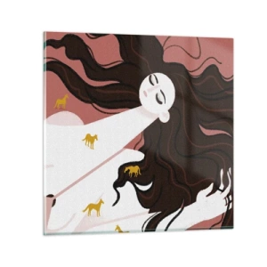Impression sur verre - Image sur verre - Rêve d'un cheval d'or - 30x30 cm