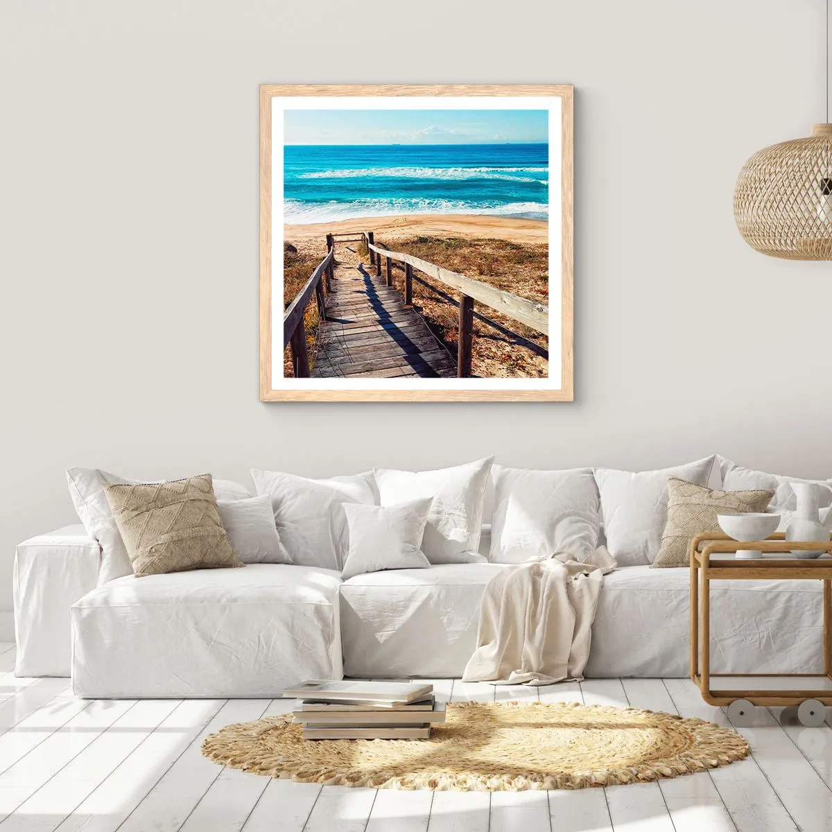 Affiche dans un chêne clair - Poster - Cours! - 40x40 cm