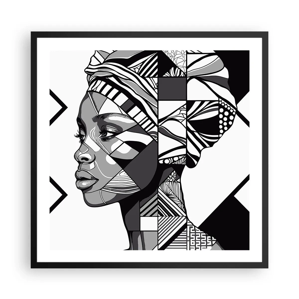 Affiche dans un cadre noir - Poster - Portrait ethnique - 60x60 cm