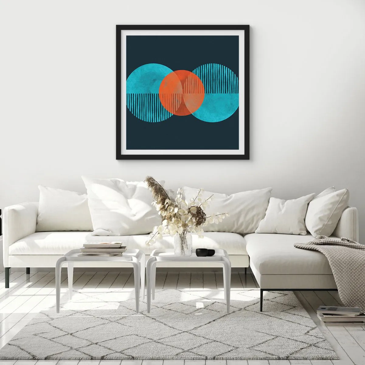 Affiche dans un cadre noir - Poster - Composition symétrique - 60x60 cm