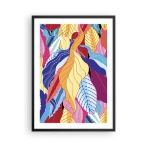Affiche dans un cadre noir - Poster - Feuilles colorées dans un style abstrait - 50x70cm - Un désordre coloré - Décoration murale moderne pour le salon et la chambre ARTTOR