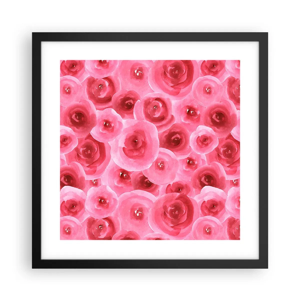 Affiche dans un cadre noir - Poster - Roses en-haut et en-bas - 40x40 cm