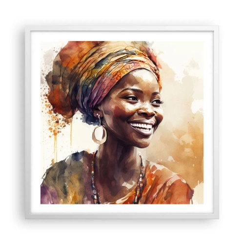 Affiche dans un cadre blanc - Poster - reine africaine - 60x60 cm
