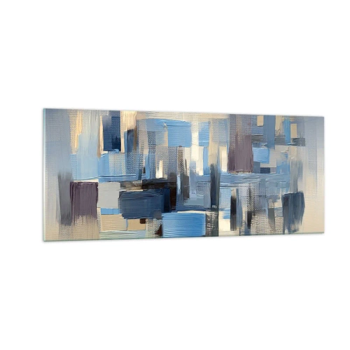 Impression sur verre - Image sur verre - Construction bleue - 100x40 cm