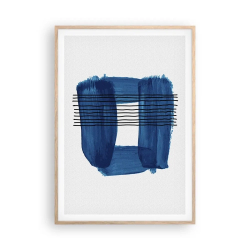Affiche dans un chêne clair - Poster - Composition noire-bleue - 70x100 cm