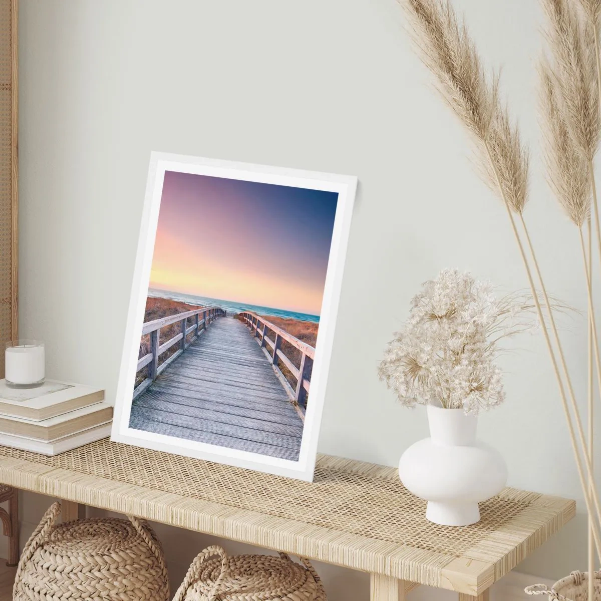 Affiche dans un cadre blanc - Poster - Aurore baltique du soir - 61x91 cm