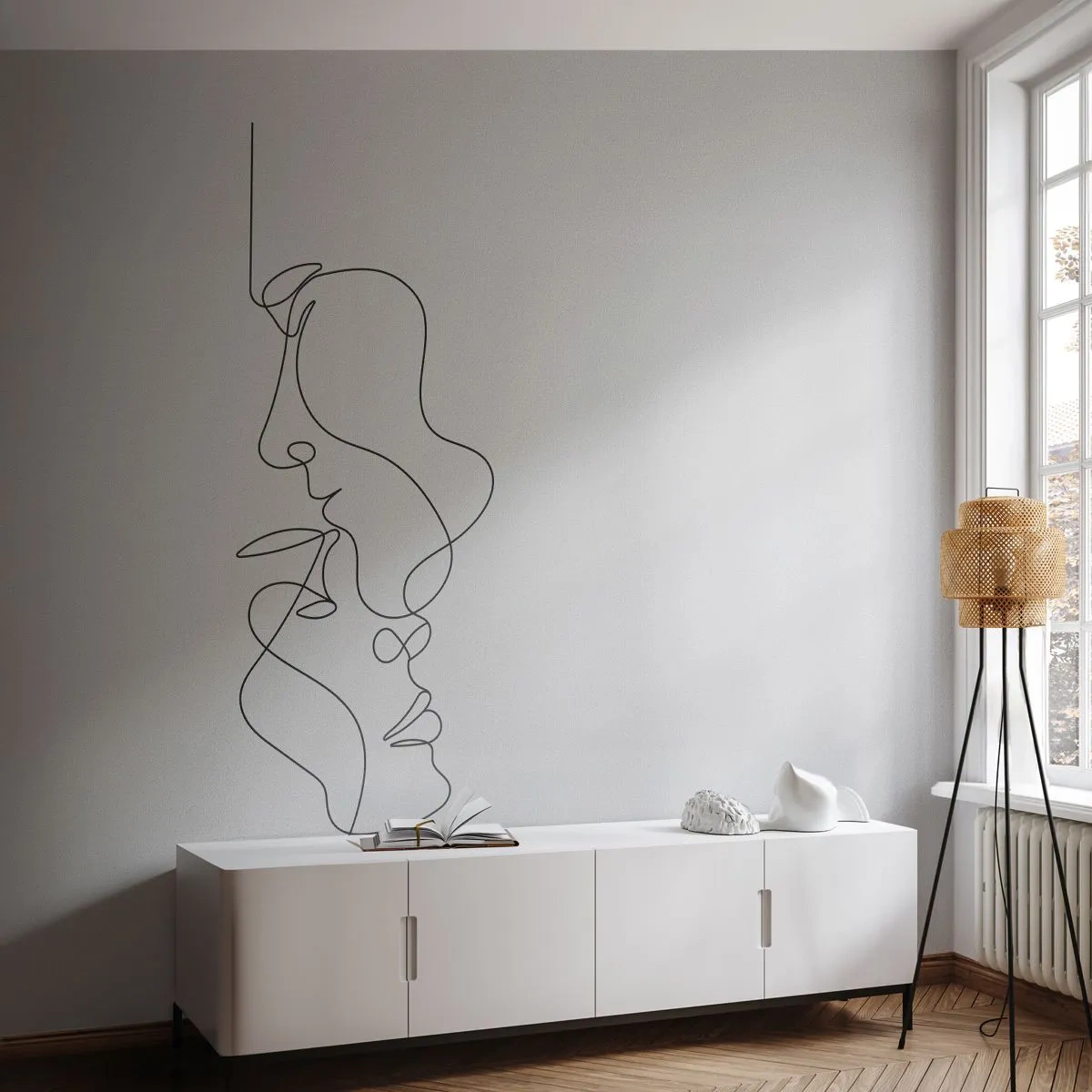 Papier Peint Autocollant Deluxe Sticker - Chaleur de désir renaissant - Graphique, Couple amoureux, Baiser - 250x175 cm