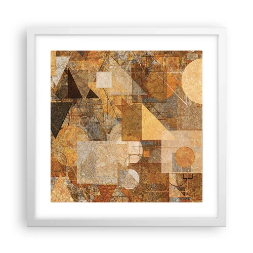 Affiche dans un cadre blanc - Poster - Étude cubique de marron - 40x40 cm