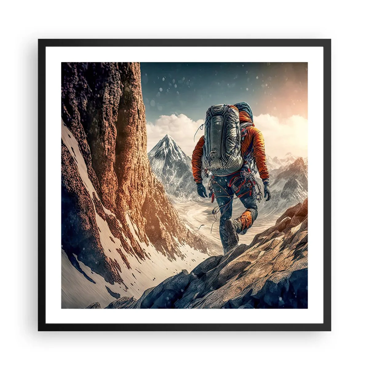 Affiche dans un cadre noir - Poster - Guerrier solitaire - 60x60 cm
