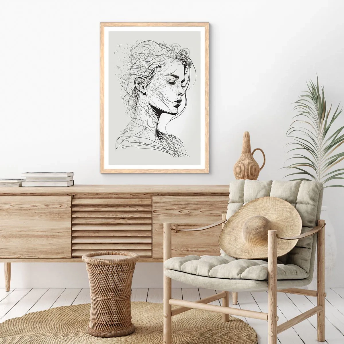 Affiche dans un chêne clair - Poster - Portrait en pensée - 50x70 cm