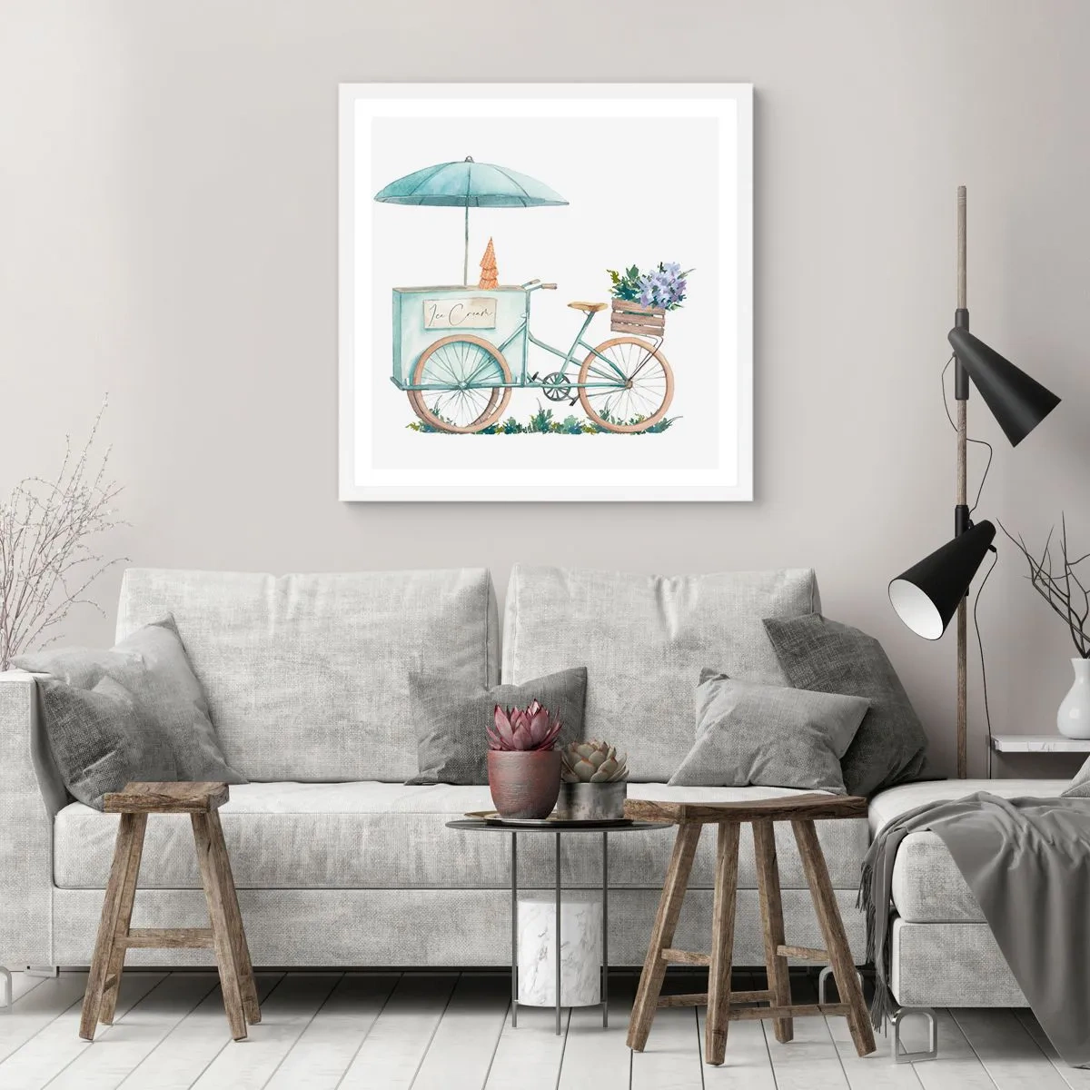 Affiche dans un cadre blanc - Poster - Doux souvenir d'été - 60x60 cm