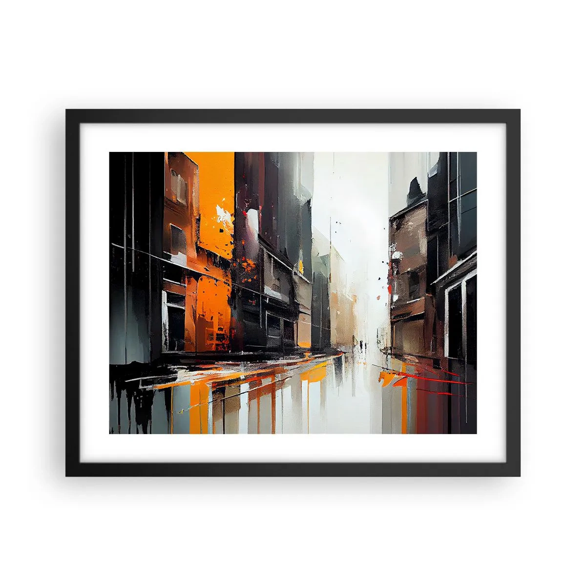 Affiche dans un cadre noir - Poster - Jour de pluie - 50x40 cm