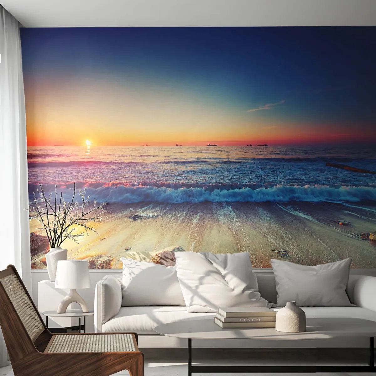 Papier Peint Autocollant Deluxe Sticker - Mais quel horizon ? - Paysage, Mer, Coucher de soleil - 250x175 cm