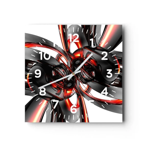 Horloge murale - Pendule murale - Mouvement de graphite et rouge - 40x40 cm