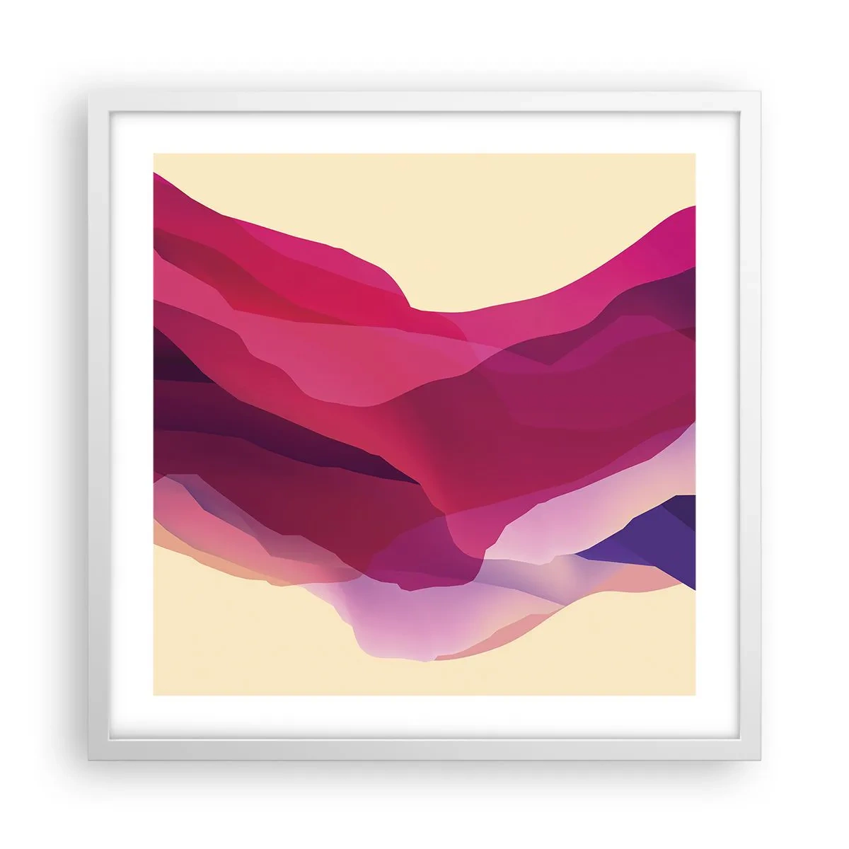 Affiche dans un cadre blanc - Poster - Vagues pourpre - 50x50 cm