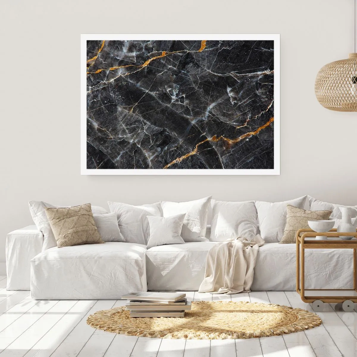 Affiche - Poster - Détails noirs et dorés de la surface en marbre - 100x70cm - La vie intérieure de la pierre - Décoration murale moderne pour le salon et la chambre ARTTOR