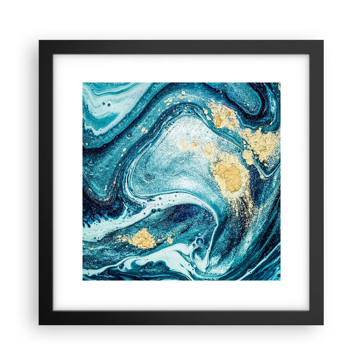 Affiche dans un cadre noir - Poster - Vortex bleu - 30x30 cm