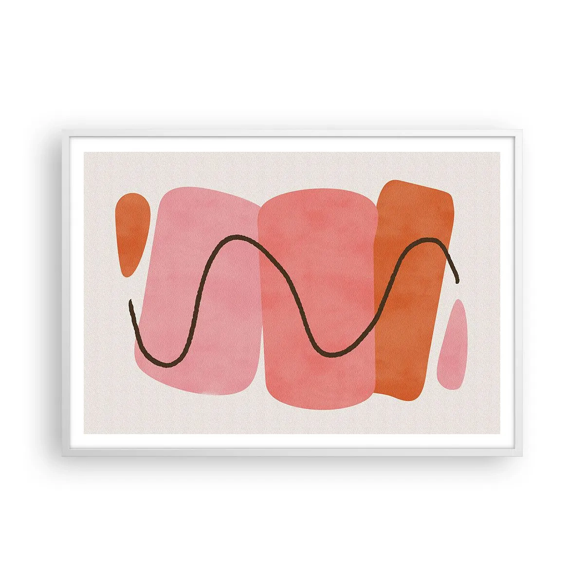 Affiche dans un cadre blanc - Poster - mouvement doux des formes - 100x70 cm