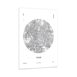 Impression sur verre - Image sur verre - Une carte de Rome sous la forme d'un dessin de rue détaillé - 50x70cm - Anatomie de Rome - Décoration murale moderne pour le salon et la chambre ARTTOR