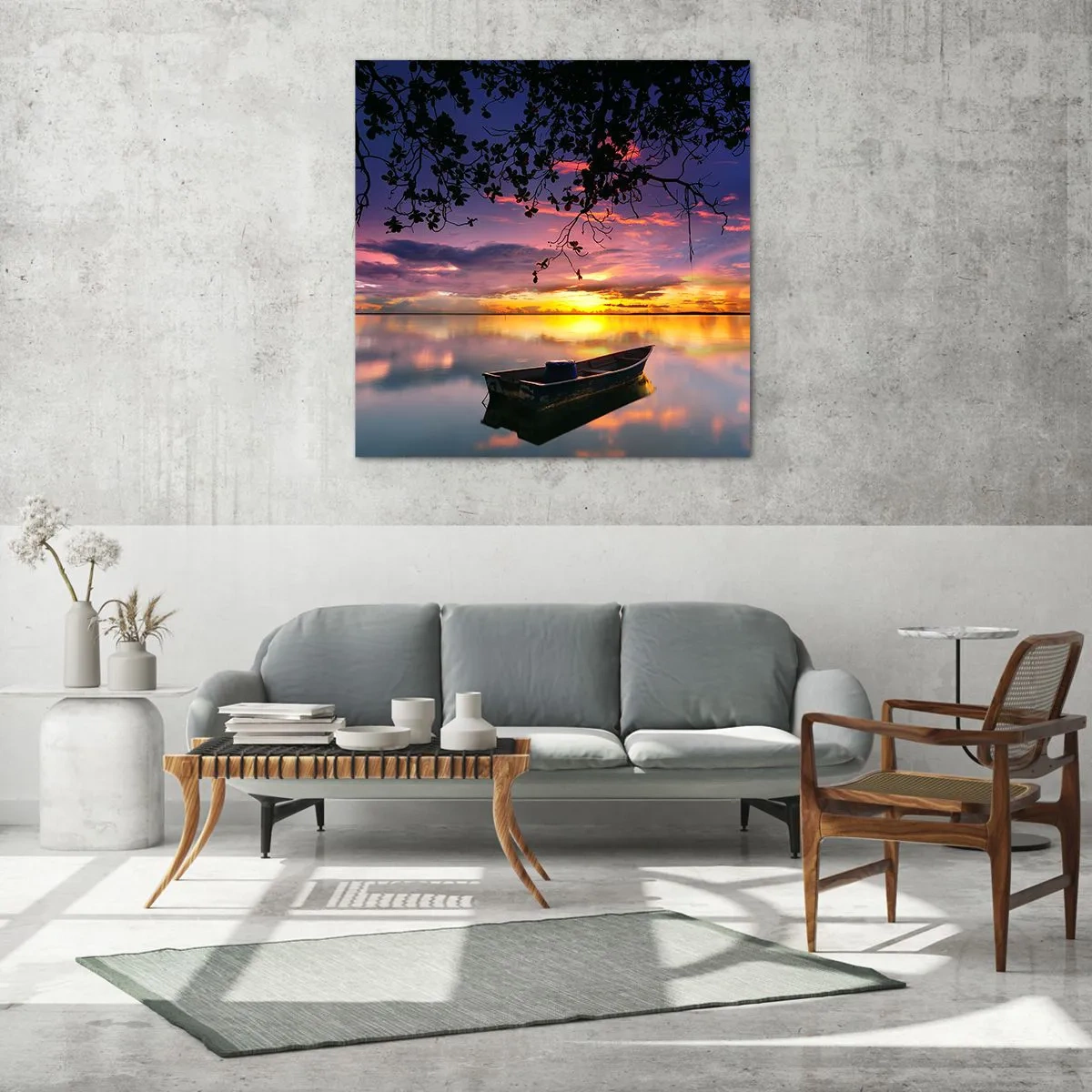 Impression sur verre - Image sur verre - "Tu sembles suspendu au milieu du ciel..." - 30x30 cm