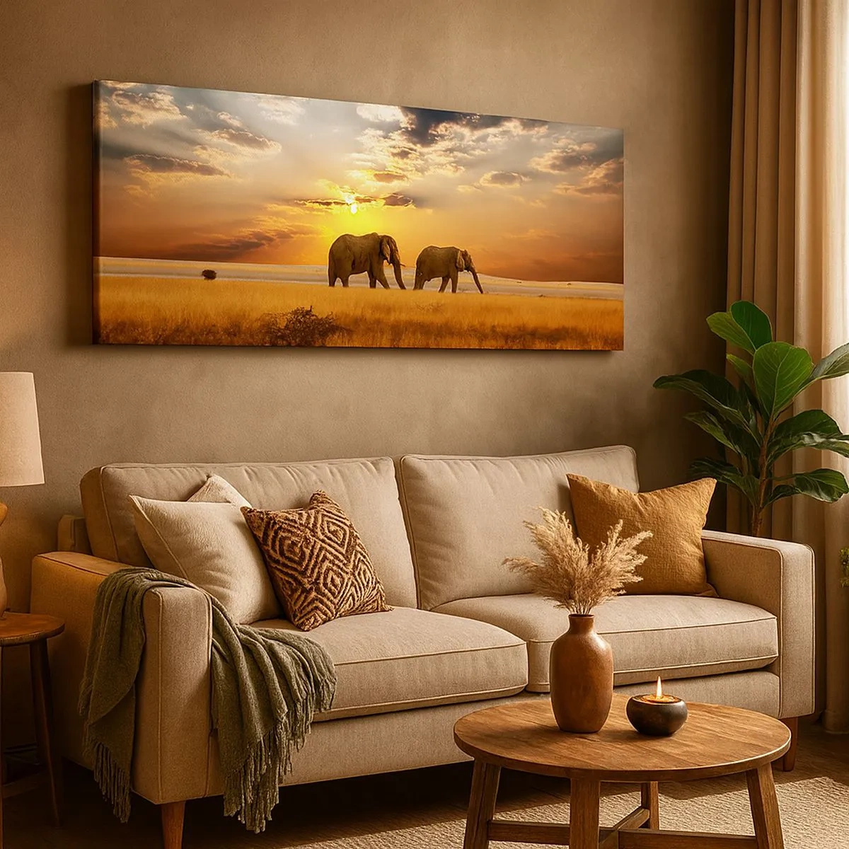 Impression sur toile - Image sur toile - Déambulation familliale - 100x40 cm